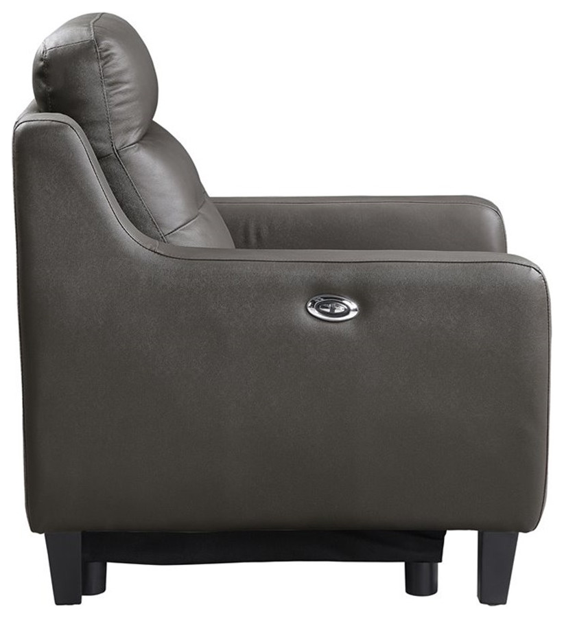 Bowery Hill 19.5 quotModern Leather Power Reclining Chair in Grayish Brown   Contemporary   Recliner Chairs   by Homesquare  Houzz