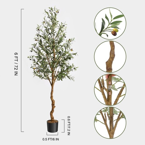 1/2pcsArtificial Olive Tree 5/4.25/6FT(60/51/72in) Tall Faux Silk Olive Trees