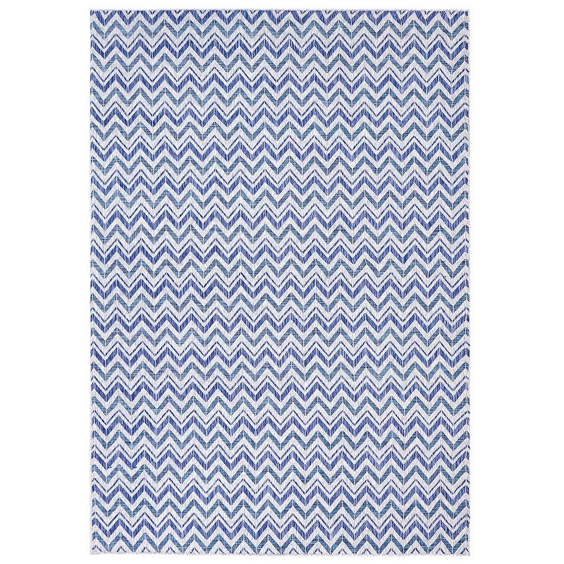 Sunnydaze Chevron Dreams Outdoor Area Rug - Blue/Gray - 8 ft x 10 ft