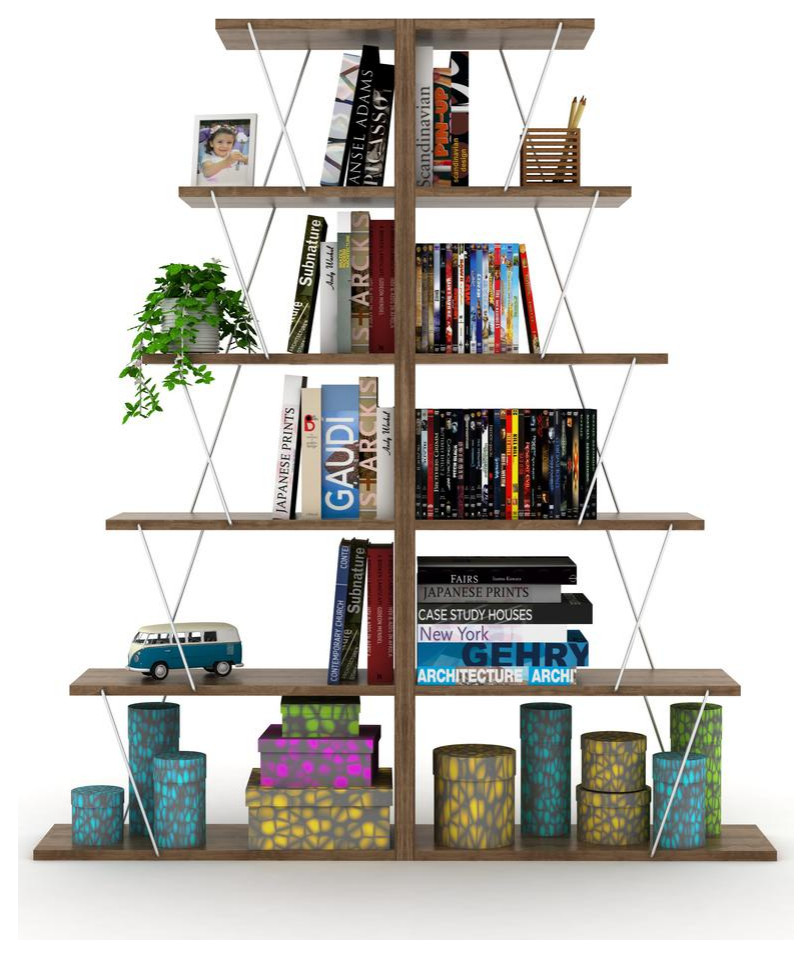 Tars Mini Modern 5 Tier Ladder Bookshelf Organizers  Narrow Bookshelf for...   Modern   Bookcases   by BisonOffice  Houzz