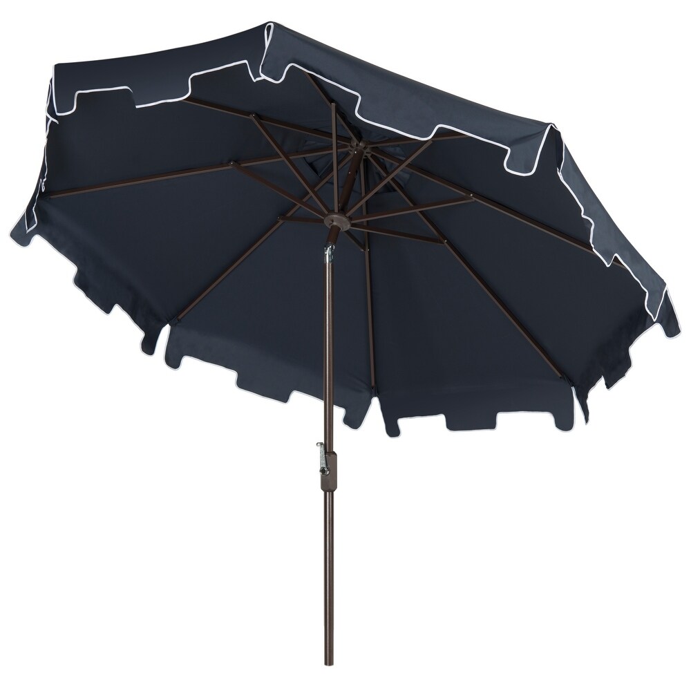 SAFAVIEH Zimmerman Aluminum Tilt and Crank 9 foot Crank Market Patio Umbrella With Flap.