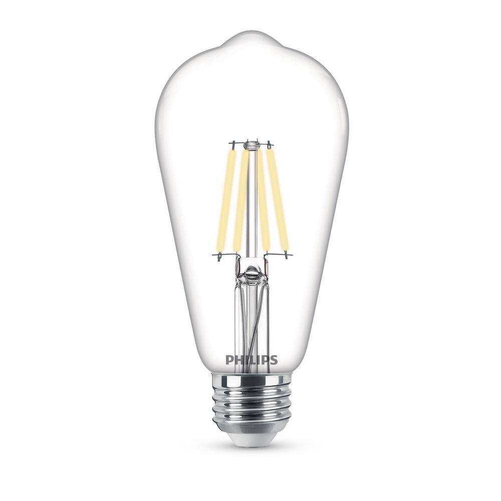 Philips 40-Watt Equivalent ST19 Clear Glass Dimmable E26 Vintage Edison LED Light Bulb Soft White 2700K (2-Pack) 564856