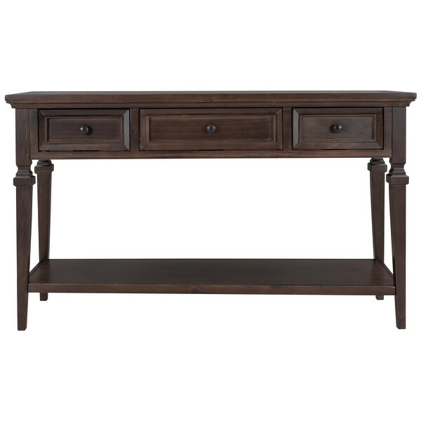 Retro Style Console Table with Three Drawers and Bottom Shelf