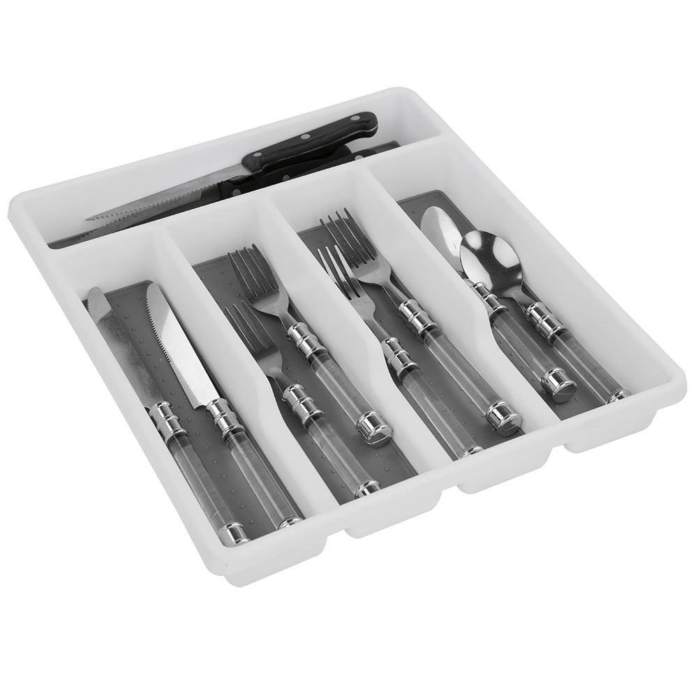 Home Basics 16 in. x 13 in. x 1.75 in. Large Cutlery Tray with Rubber Liner CT44778