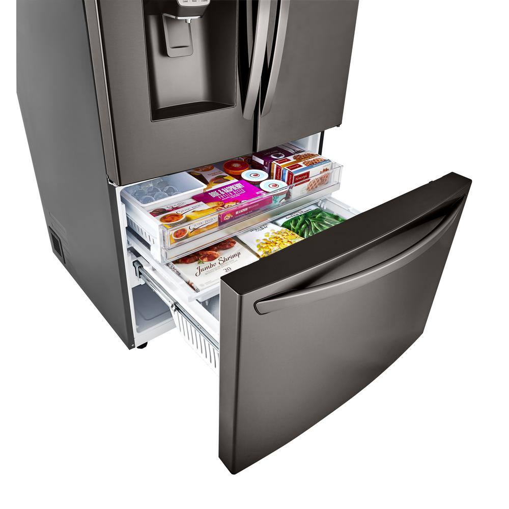 LG 24 cu. ft. French Door Smart Refrigerator Dual Ice with Craft Ice in PrintProof Black Stainless Steel Counter Depth LRFXC2416D