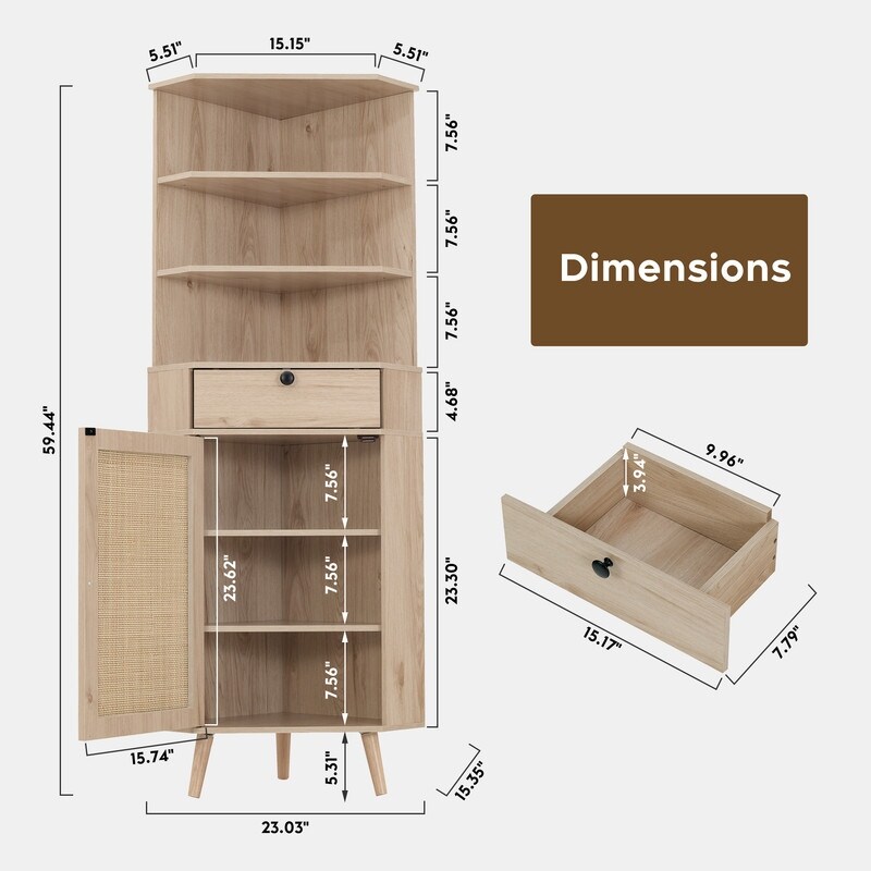 Corner Shelf with Cabinet  Free Standing Corner Storage Cabinet