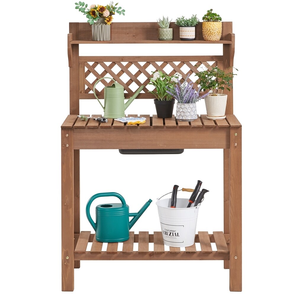 Yaheetech Garden Potting Bench Planting Table with Sliding Tabletop