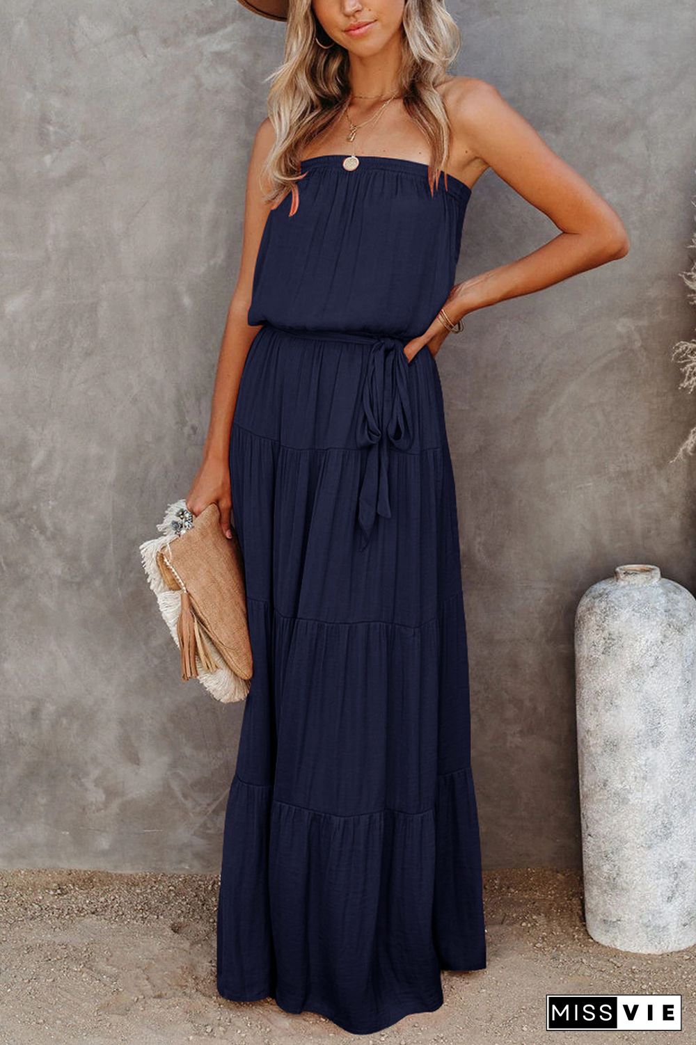 KarliDress Free Falling Strapless Tiered Maxi Dress P12552