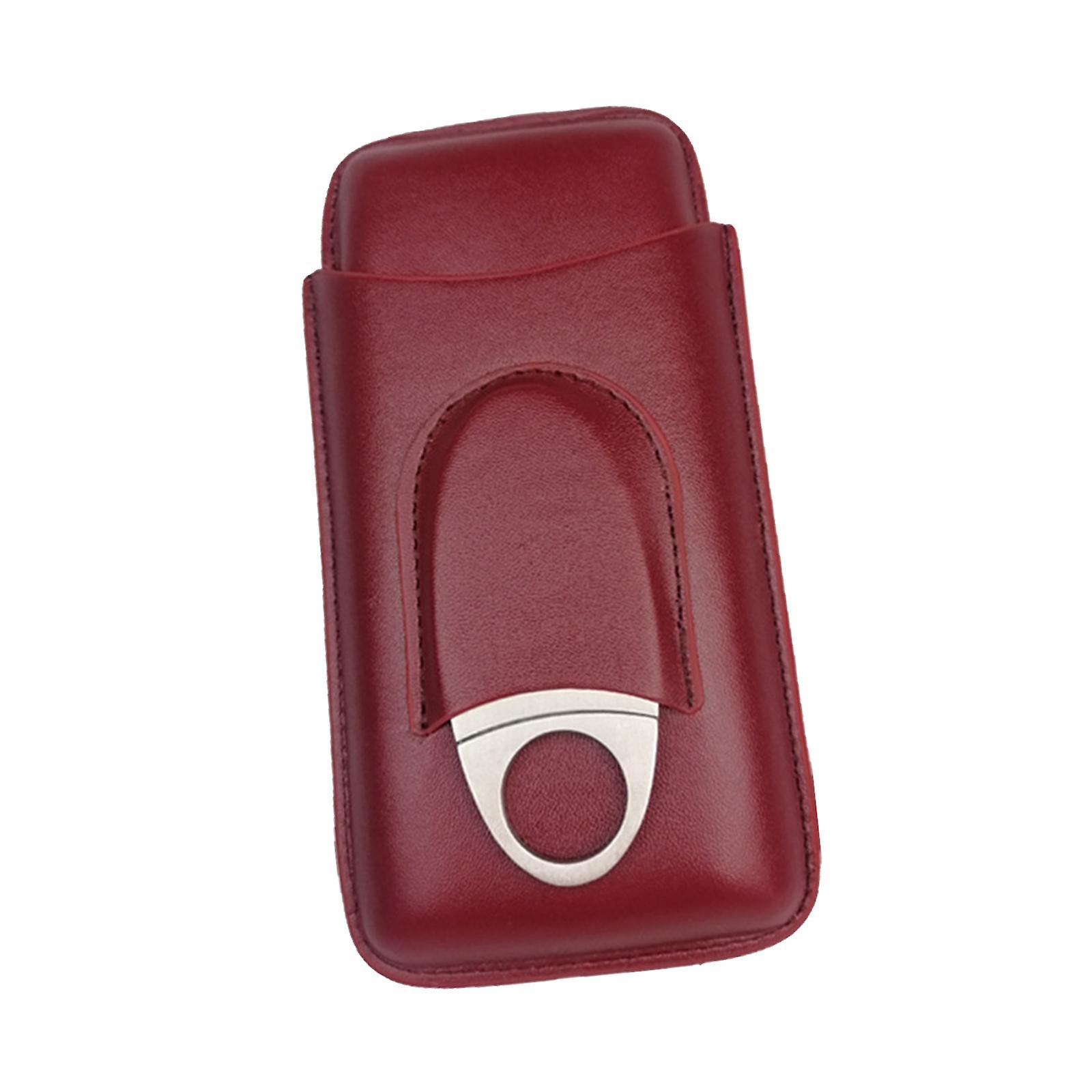 3 Tube Holder Wear Resistant Leather Case For Anniversary Wedding A Birthday Dark Red