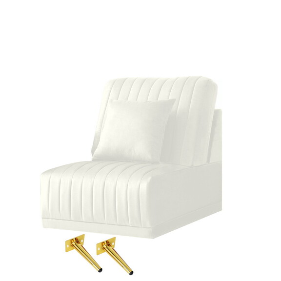 Modern Accent Chair Cream Velvet Channel  Tufted A...