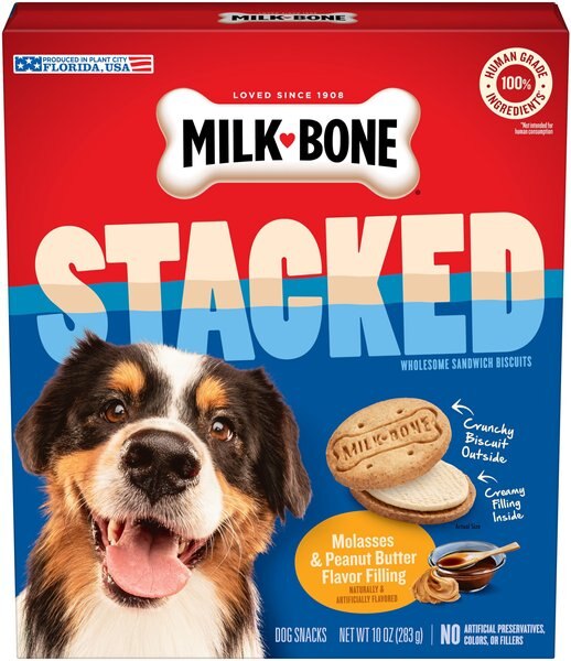 Milk-Bone Stacked Biscuits Molasses and Peanut Butter Flavor Dog Treats