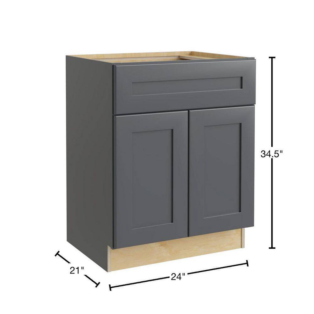 Home Decorators Collection Newport Onyx Gray Painted Plywood Shaker Stock Assembled Bath Kitchen Cabinet Vanity Drawer (24 in. x 34.5 in. x 21 in.) VB2421-NDO