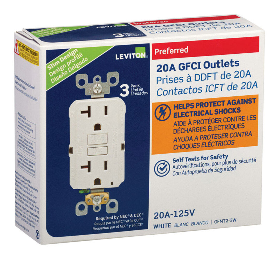 GFCI OUTLET 20A WHT 3PK