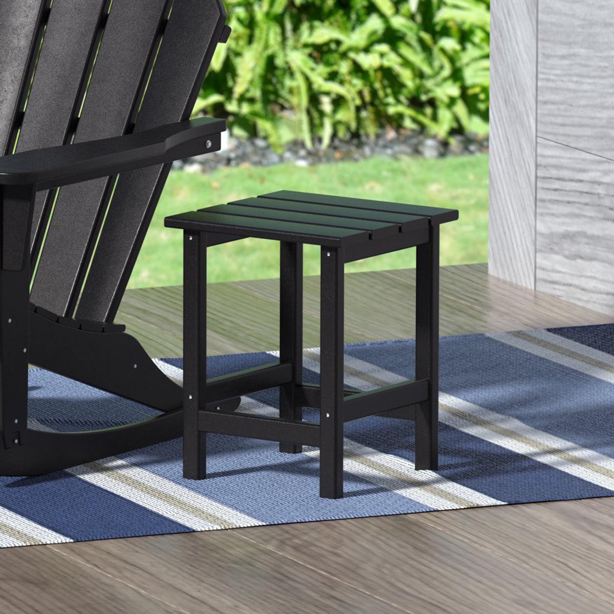 Garden Square Plastic Adirondack Outdoor Side Table， Black