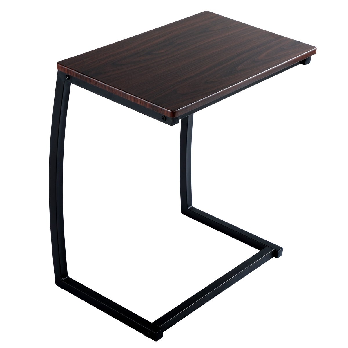 Industrial Sofa Side Table， C Shaped End Table， Portable Bedside Workstation， Laptop Holder with Metal Frame， Small Spaces