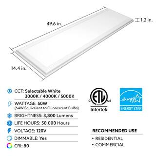 Commercial Electric 1 ft. x 4 ft. 50W Dimmable White Integrated LED Edge-Lit Deco Flat Panel Flush Mount Ceiling Light with CCT 74218HD