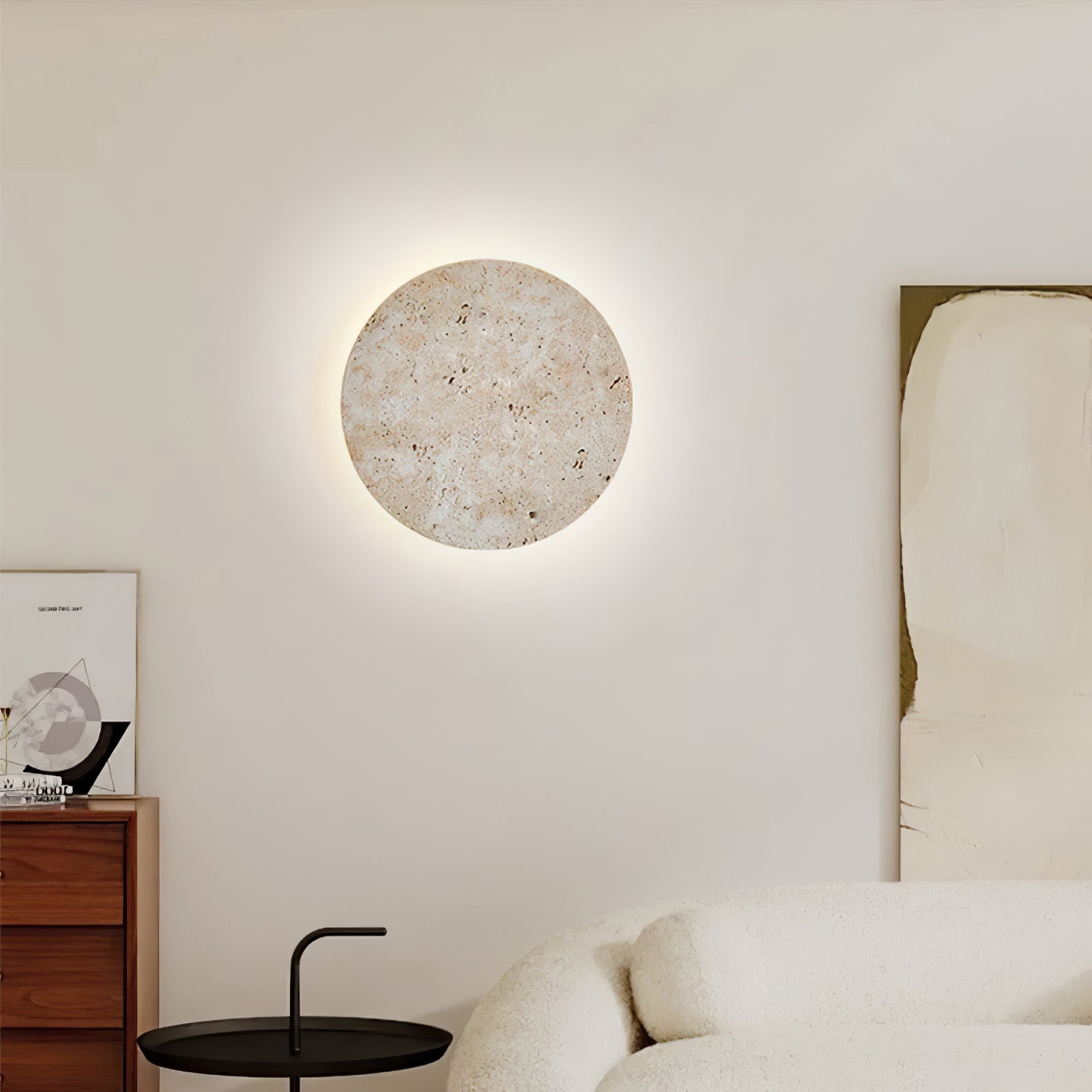 Circle Travertine Wall Lamp