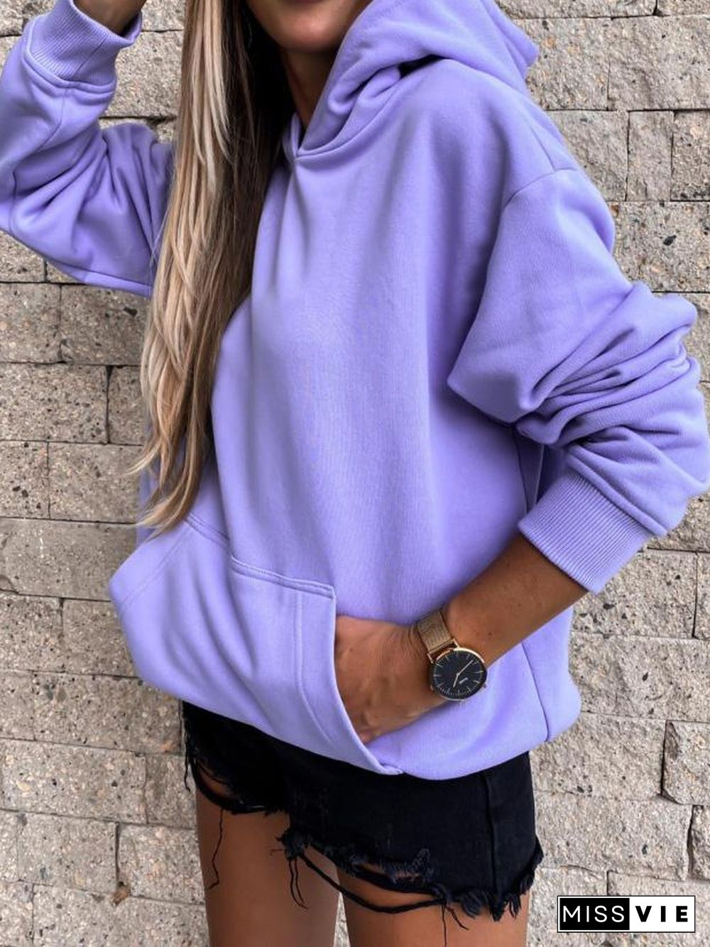 Women's Hoodies Long Sleeve Solid Pocket Hedging Hoodies