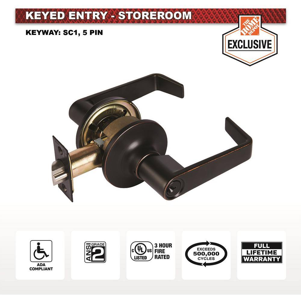 Universal Hardware Universal Hardware Light Duty Commercial Storeroom Lever ADA UL 3-Hr Fire ANSI Grade 2 Aged Bronze Finish UH40061