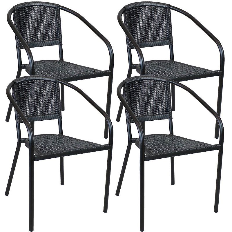 Sunnydaze Aderes Set of 4 Outdoor Stackable Patio Armchair