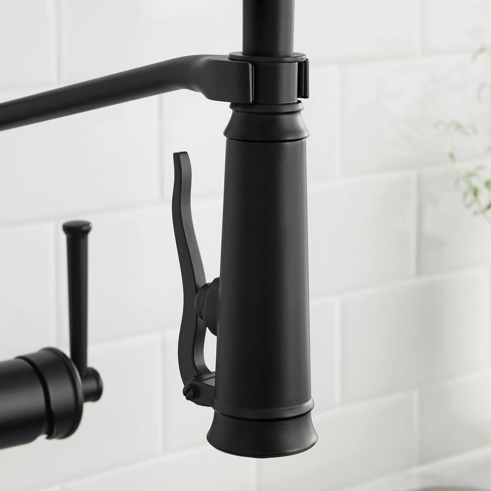 Glacier Bay Linscott Single-Handle Coil Springneck Pull-Down Sprayer Kitchen Faucet in Matte Black FP1B4202BL