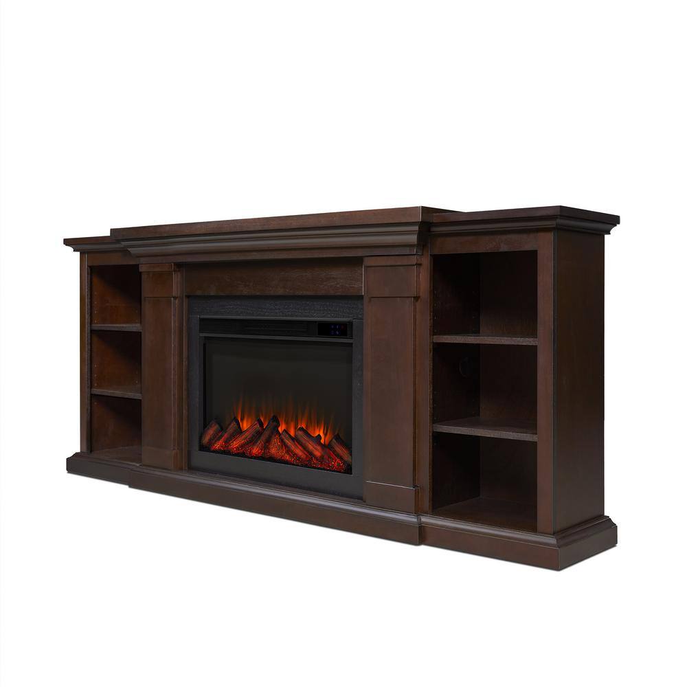 Real Flame Winterset Slim 74 in. Freestanding Wooden Electric Fireplace TV Stand in Dark Walnut 8022E-DW