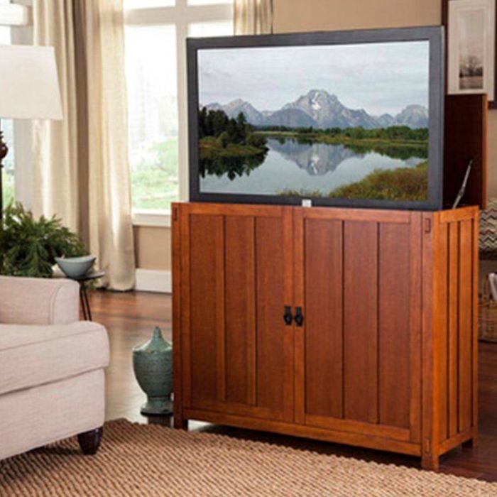 Elevate Anyroom Lift Cabinet For 42 quotFlat Screen Tv  Espresso   Craftsman   Entertainment Centers And Tv Stands   by Shop Chimney  Houzz