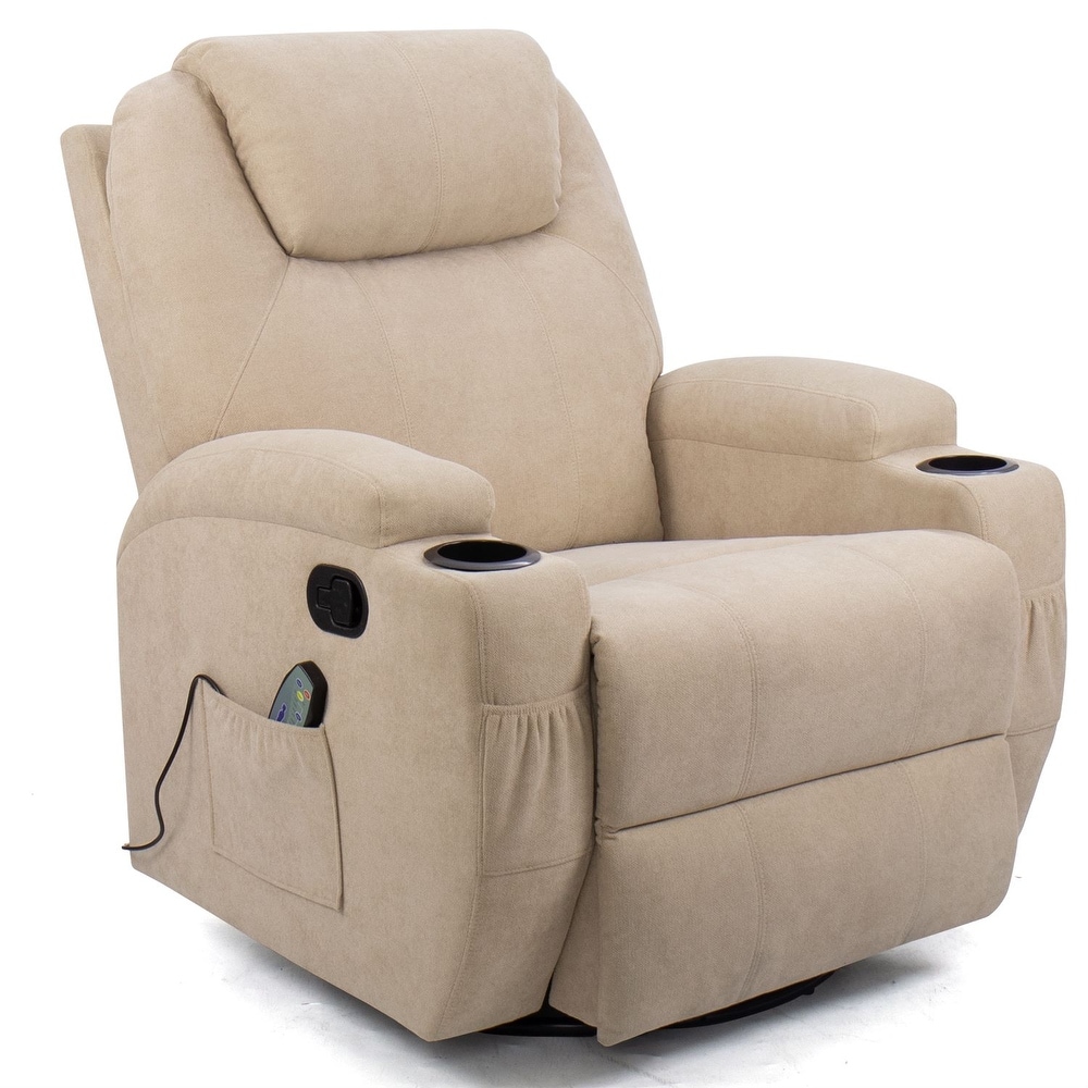 Homall Massage Recliner Chair Swivel Heating Fabric Living Room Sofa