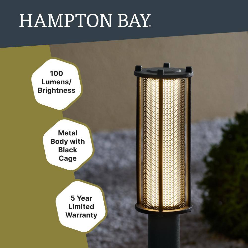 Hampton Bay Low Voltage Landscape Black Landscape Caged Lens Path Light with 4.4-Watt 100 lumen Integrated LED LBO-N1BLCL3000K