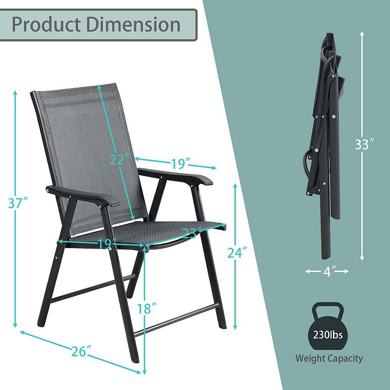 Aoodor Folding Patio Chairs for Indoor and Outdoor 4 Sets