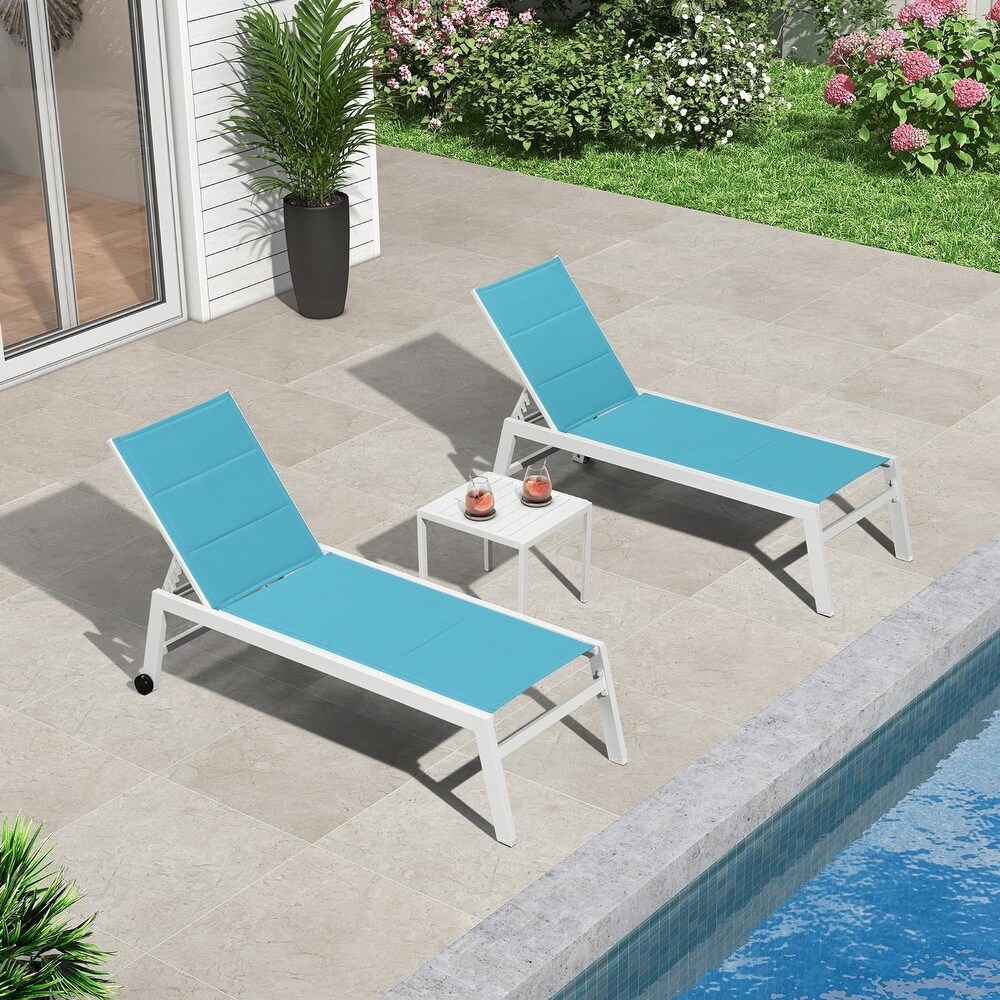 PURPLE LEAF Outdoor Chaise Lounge Set Adjustable Sunbathing Recliner with Side Table