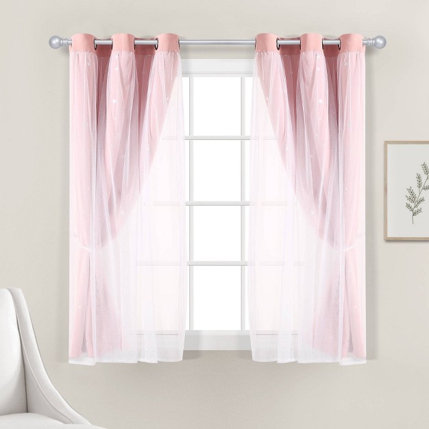 Star Sheer Insulated Grommet Blackout Window Curtain Panel Set Lush D cor