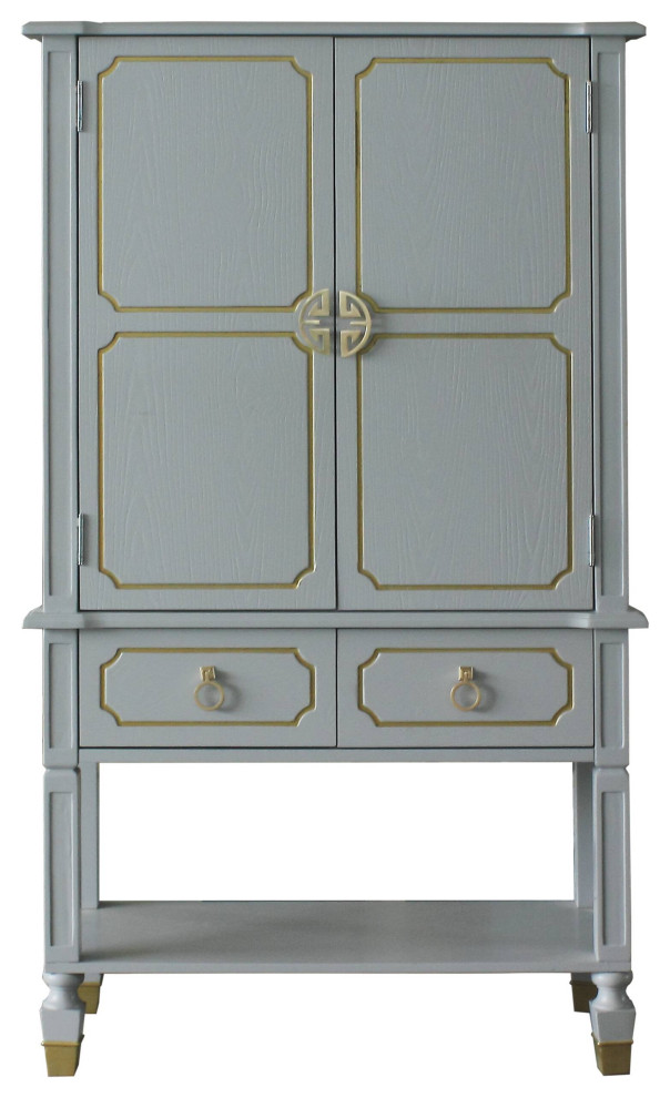 Marchesa Cabinet  Gold and Pearl Gray Finish   Traditional   Accent Chests And Cabinets   by Acme Furniture  Houzz