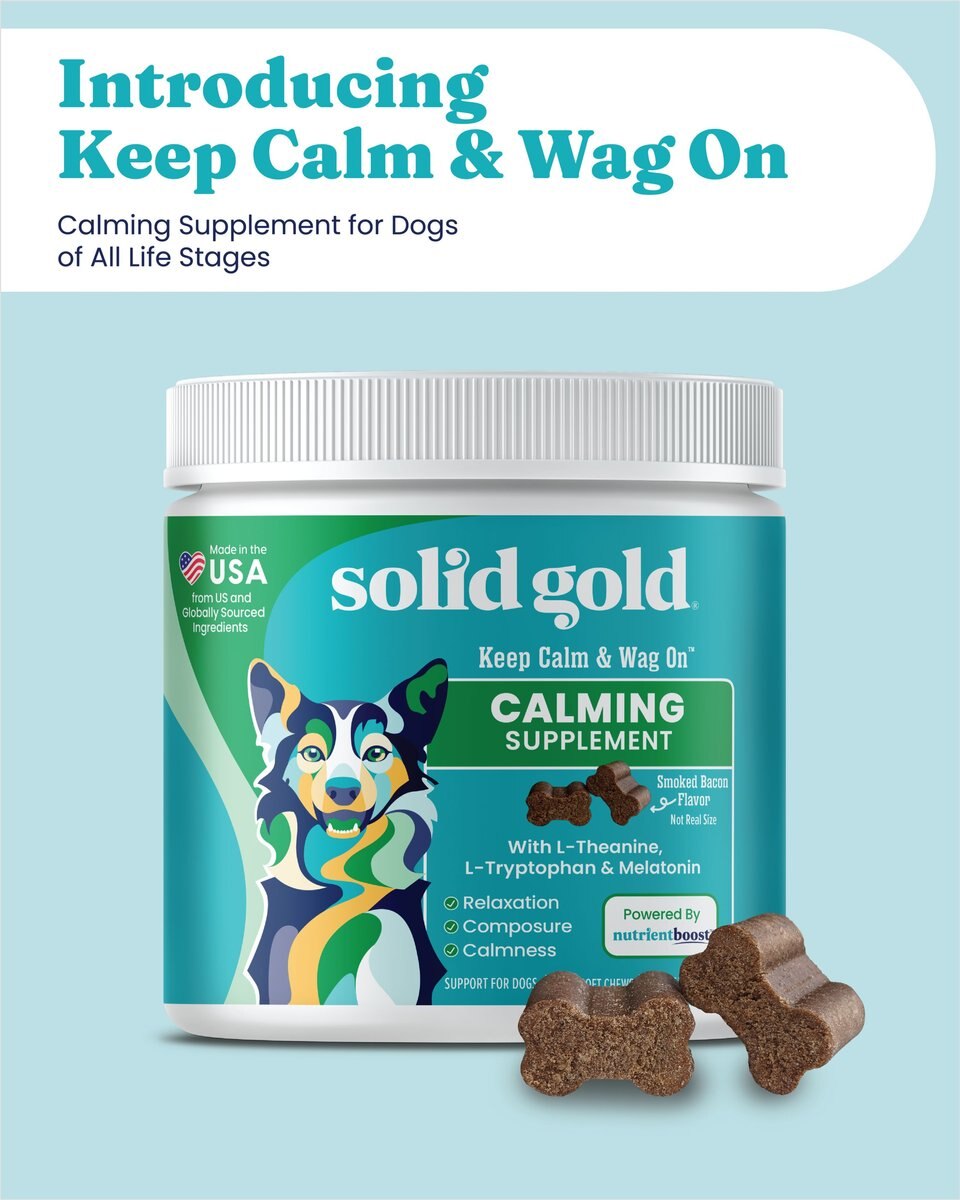 Solid Gold Keep Calm and Wag On Calming Aid Chew Supplement for Dogs， 120 count