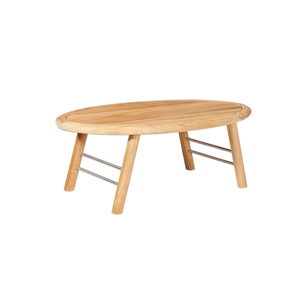 Daniele Outdoor Teak Oval Coffee Table