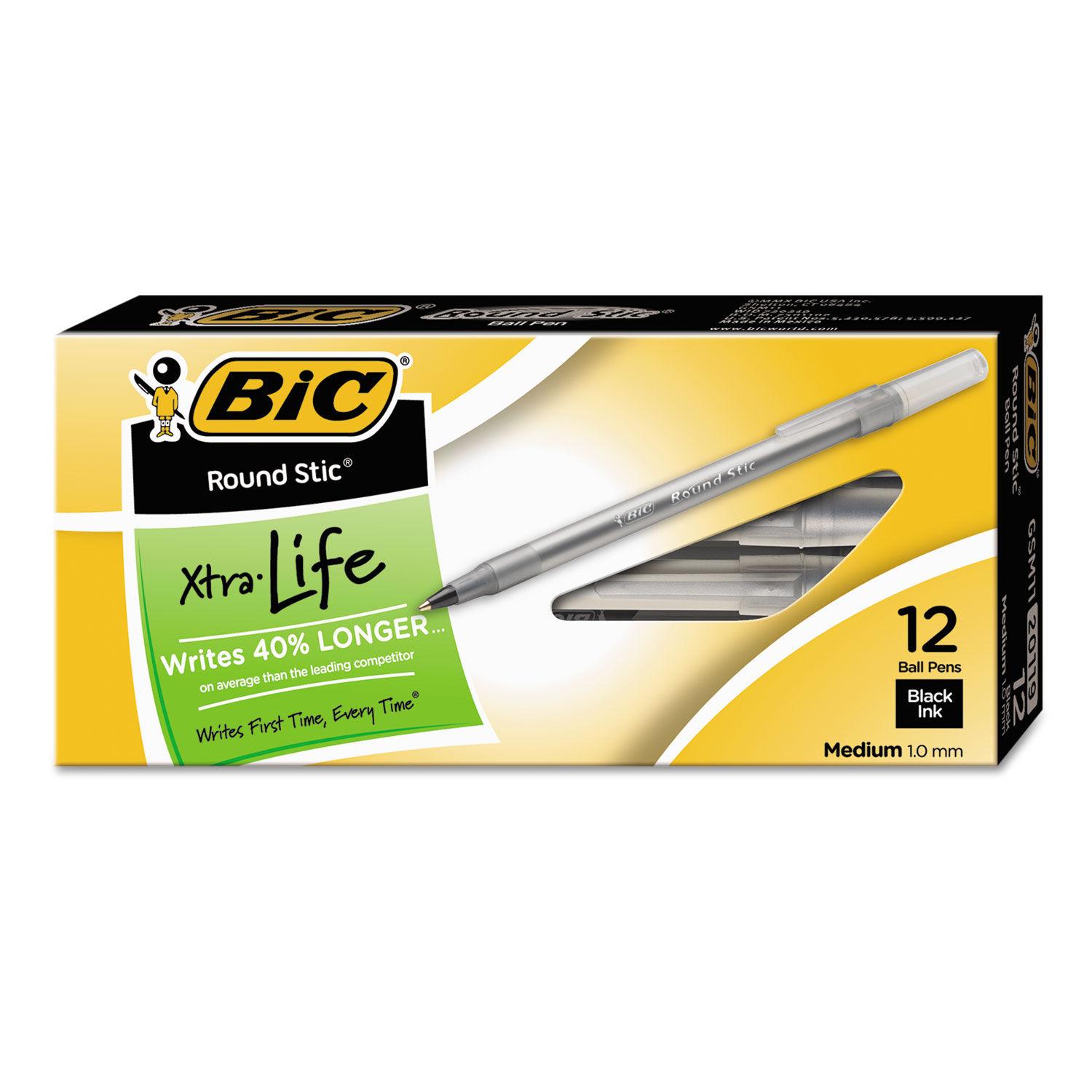 Round Stic Xtra Life Ballpoint Pen by BICandreg; BICGSM11BK