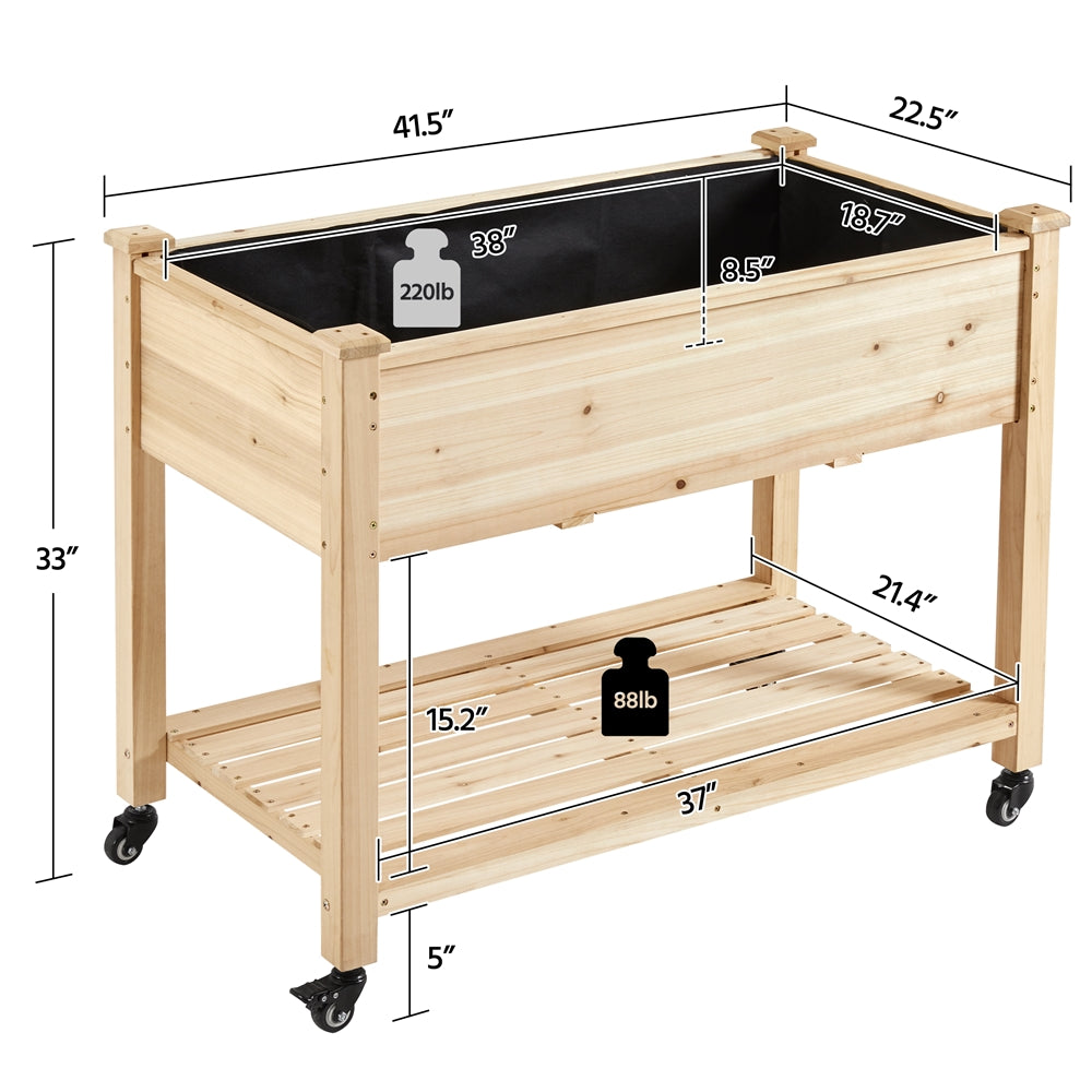 Topeakmart Raised Garden Bed Planter Box with Wheels for Outdoor/Indoor, Wood