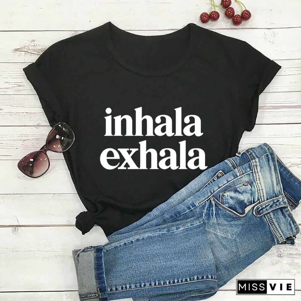 Inhala Exhala Latina Spanish Women’s Tshirt Women Funny Summer Casual Short Sleeve Top Inspirational Latina Mexican T-shirts