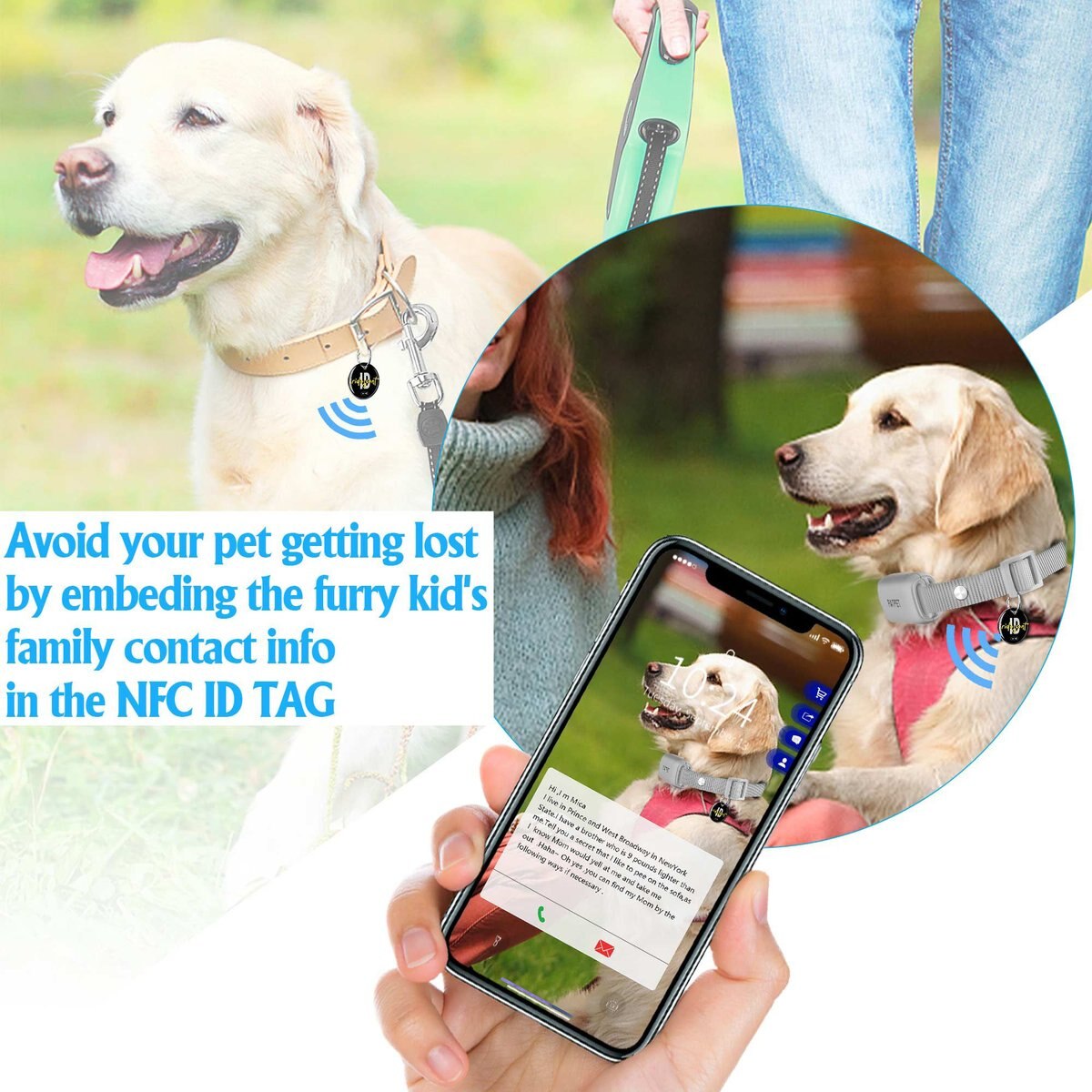 PATPET NFC ID Pet Tag and P650 1000-ft Remote Dog Training Shock Collar， Gray