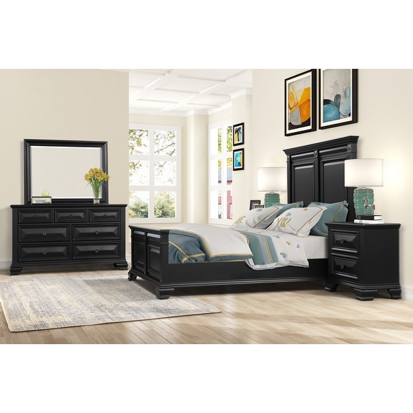 Roundhill Furniture Renova Vintage Black Wood Panel Bedroom Set - - 31294038