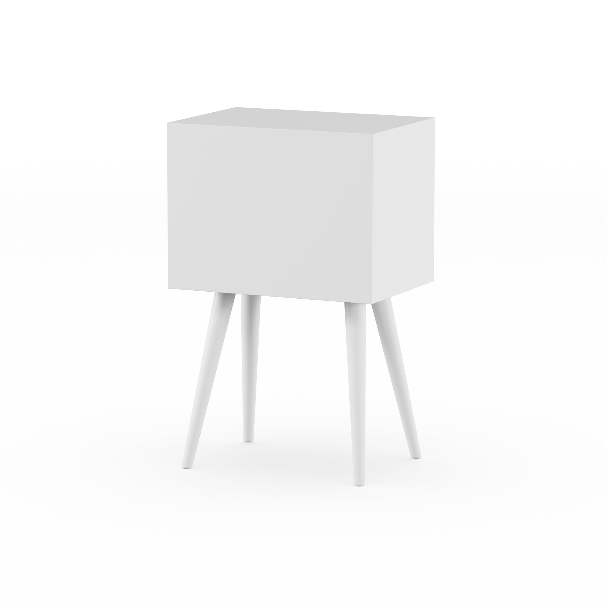 Olsen Mid Century Modern Two Drawer Side Table, White Finish