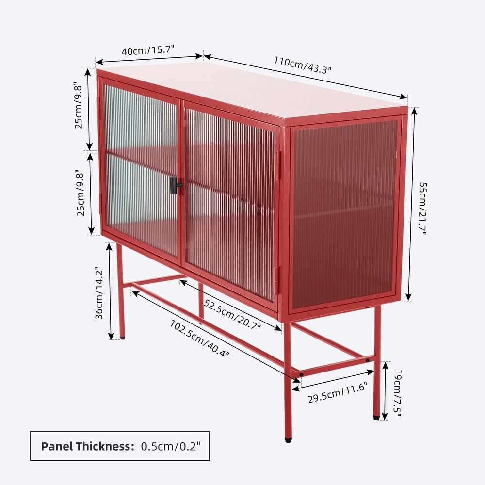 Kitchen Cabinet With Two Fluted Glass Doors