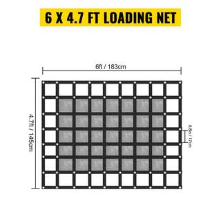 VEVOR Heavy-Duty Cargo Net wMesh 6 ft. x  4.7 ft. Truck Net Cap. 1100 lbs. wCam Buckles and  S-HooksChain for Pickup Trucks BZD183X145CMAQW01V0