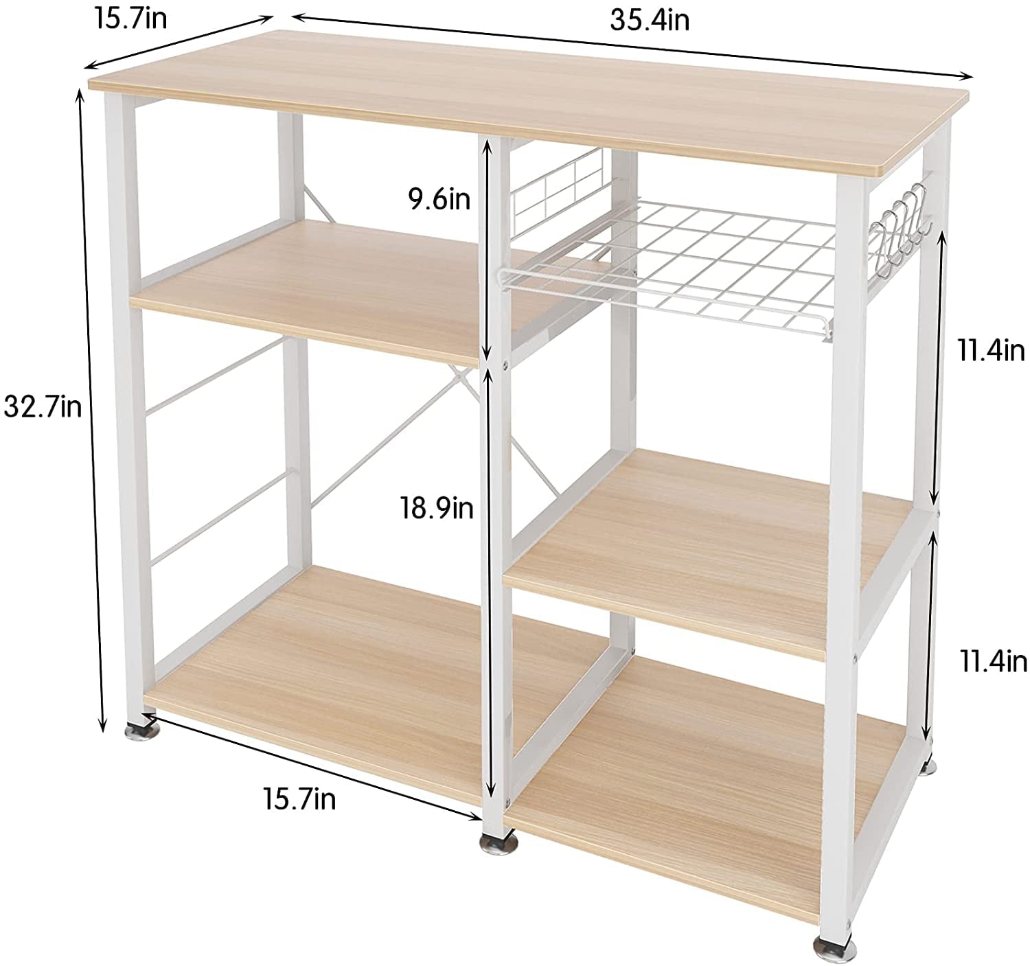 SOGES Kitchen Cart 3-Tier Kitchen Baker's Rack Utility Microwave Oven Stand Maple