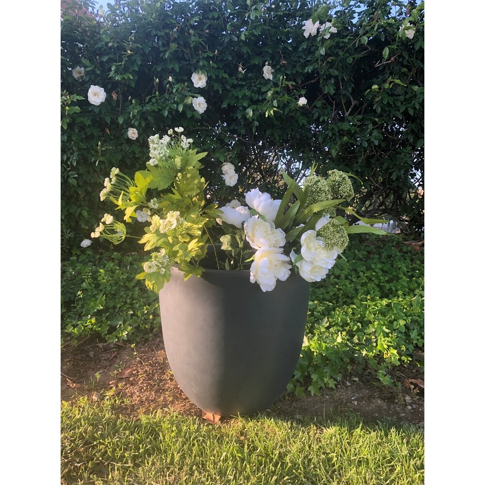 Durx litecrete Lightweight Concrete Modern Seamless Round Cement Color Planter Large   13.8'x13.8'x11.8'