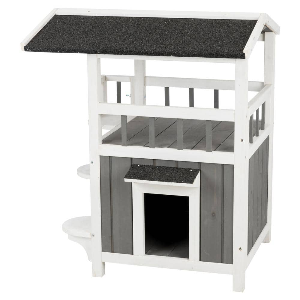 TRIXIE 25 in. x 21.5 in. x 29.75 in. Pet Home with Shade in Gray/White 44116