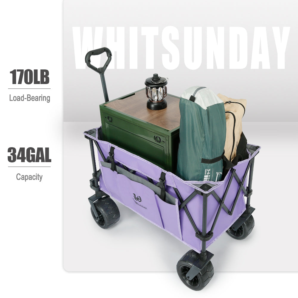 Whitsunday Moko Compact Plus Folding Wagon Cart with Fat Wheels