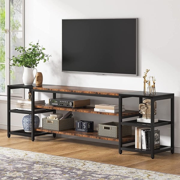 78 Inch TV Stand， Industrial 3-Tier Extra Large TV Console Table