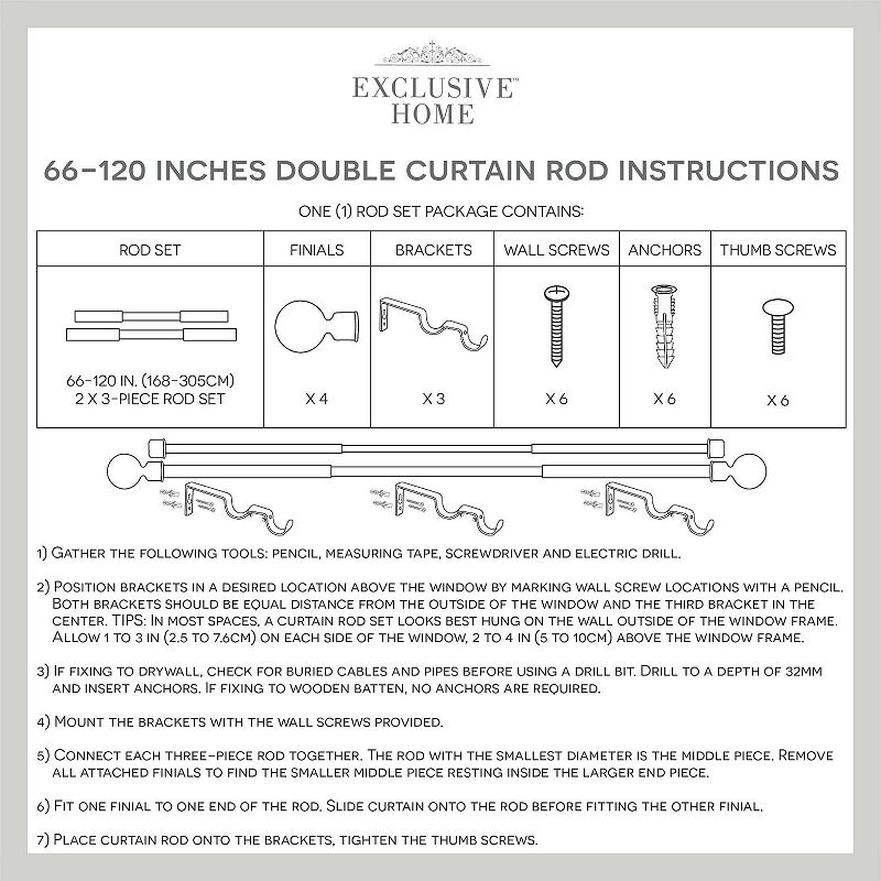 Exclusive Home Torch Adjustable Double Curtain Rod Set