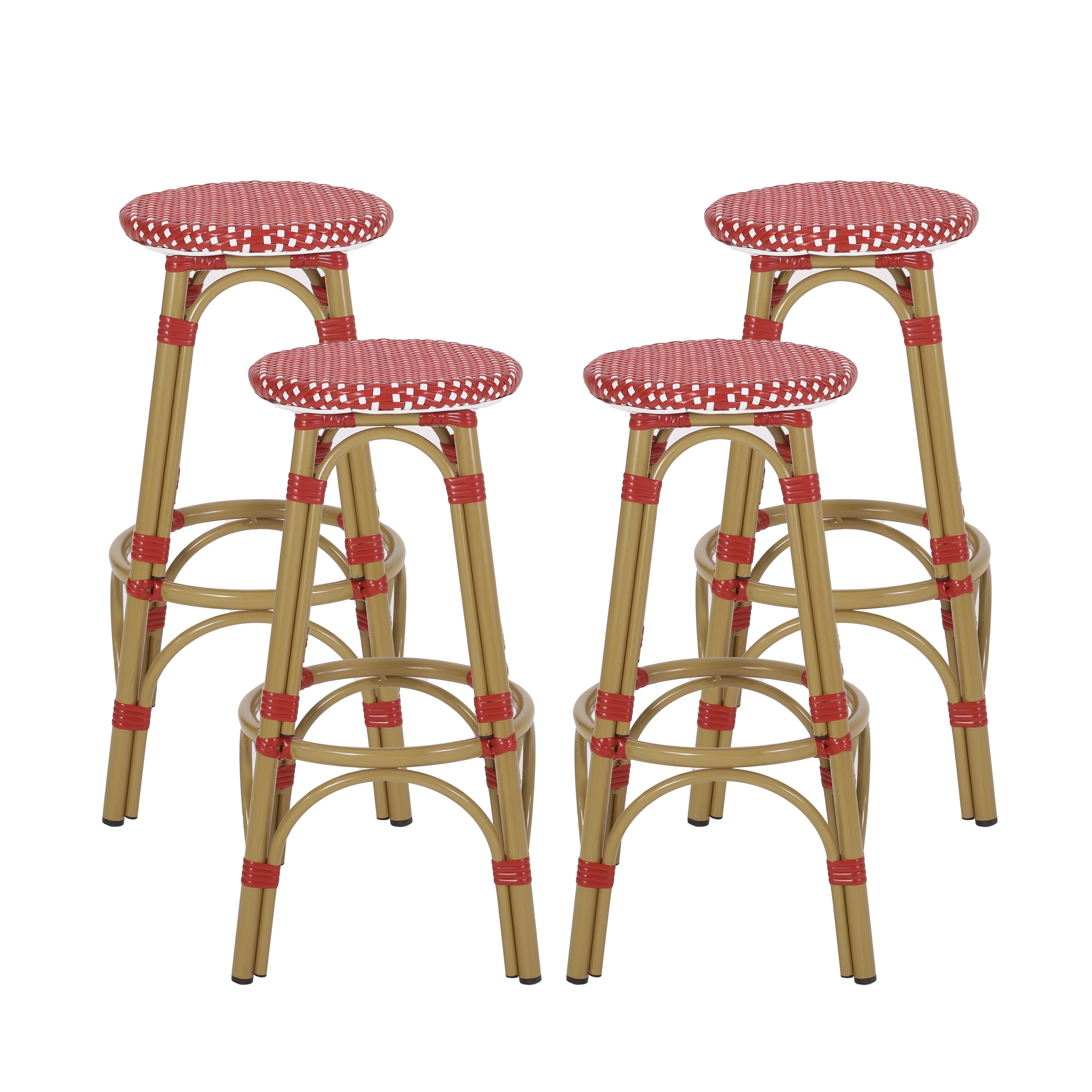 Dohney Outdoor French Aluminum 29.5 Inch Barstools, Set of 4